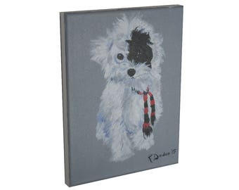 Colorful Dog Paintings - Dog Theme Canvas Wall Art - 11x14" Stretched Canvas Print