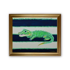 Alligator Painting Alligator Art Canvas Giclee Stretched Canvas Art Print image 3