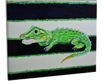 Alligator Painting - Alligator Art Canvas - Giclee Stretched Canvas Art Print