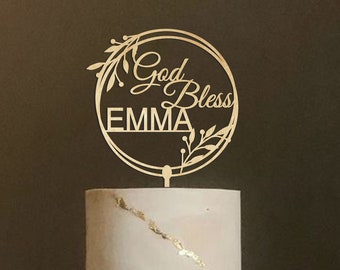 God bless cake topper, First Communion Cake topper, On your confirmations cake topper, Wreath Christening cake topper, Baptism cake topper