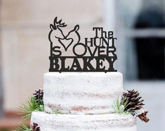 La caza ha terminado, adorno para tarta de boda, decoración rústica para tarta de boda