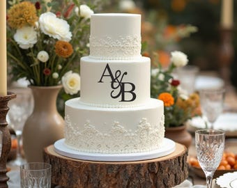 Monograma con dije para boda, adorno para tarta con iniciales personalizado, adorno para tarta de boda con espejo, letra acrílica espejada.