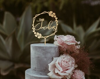 Gold Cake topper for Wedding, Personalized cake topper, Custom Mr Mrs cake topper, Rustic wedding cake topper,  Anniversary Cake toppers