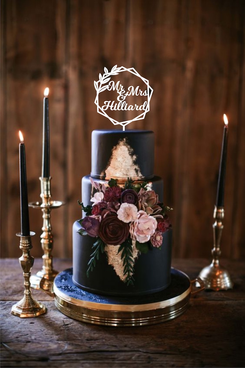 Wedding Cake Topper Wreath Hexagon Circle Initial Cake Wedding Cake Topper Wreath Hexagon Circle Initial Cake