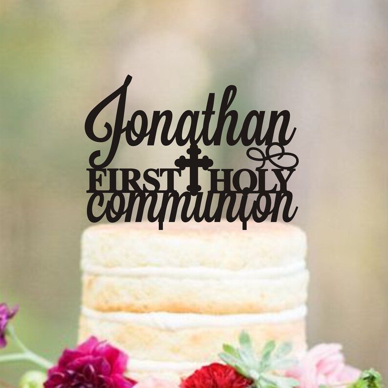 1st Communion Cake Topper Personalised Name Girl Boy Home