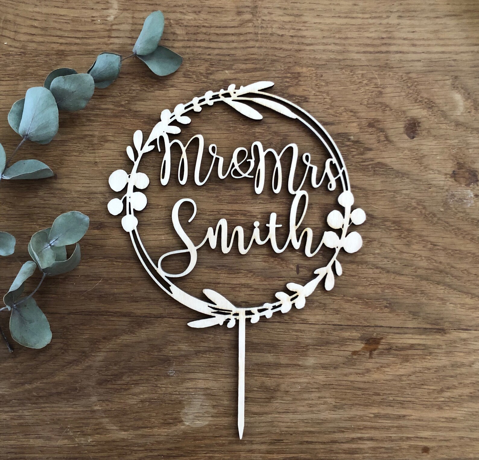Cake Toppers for Wedding Wooden Wreath with Leaves Etsy