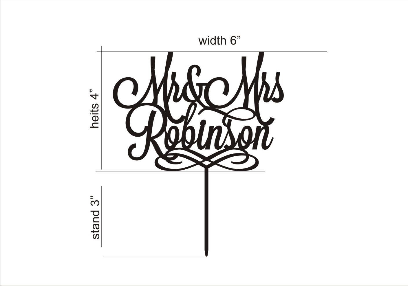 Custom Wedding Cake Topper Mr and Mrs Personalized Cake Etsy
