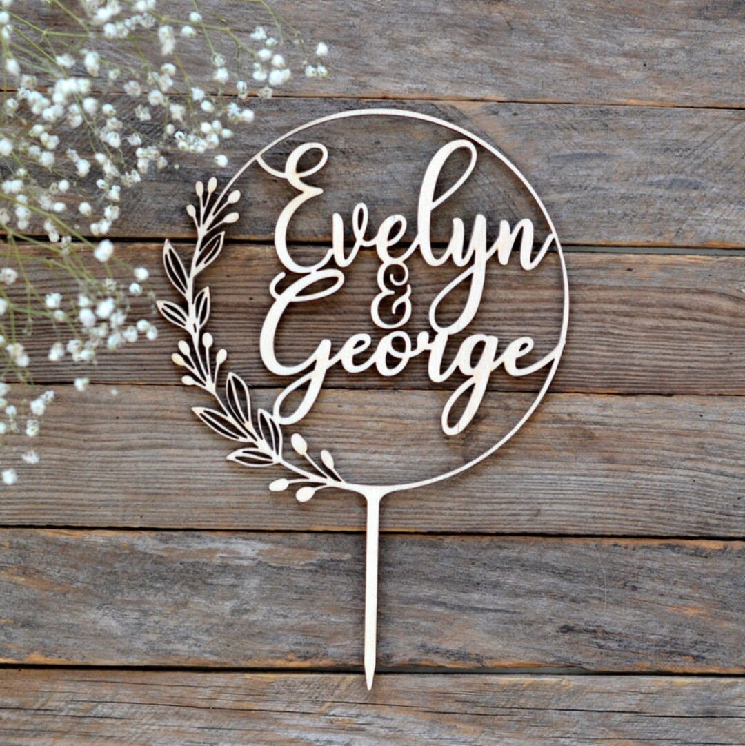 Wooden Wedding Cake Toppers, Personalized Name Cake Topper, Mr and Mrs ...