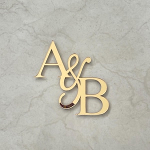 Décoration de gâteau de mariage initiales, décoration de gâteau monogramme breloque, décoration de gâteau avec prénom personnalisé pour mariage, décoration de gâteau lettres alligraphiques en miroir