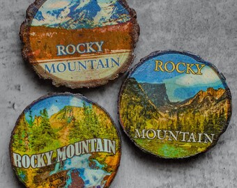 Colorado Magnets | Rocky Mountain National Park Gifts | Nature Gift | Natural Wood Slice