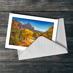 Cartes de voeux d'automne | Parc national de Zion | Cartes photo vierges avec enveloppes