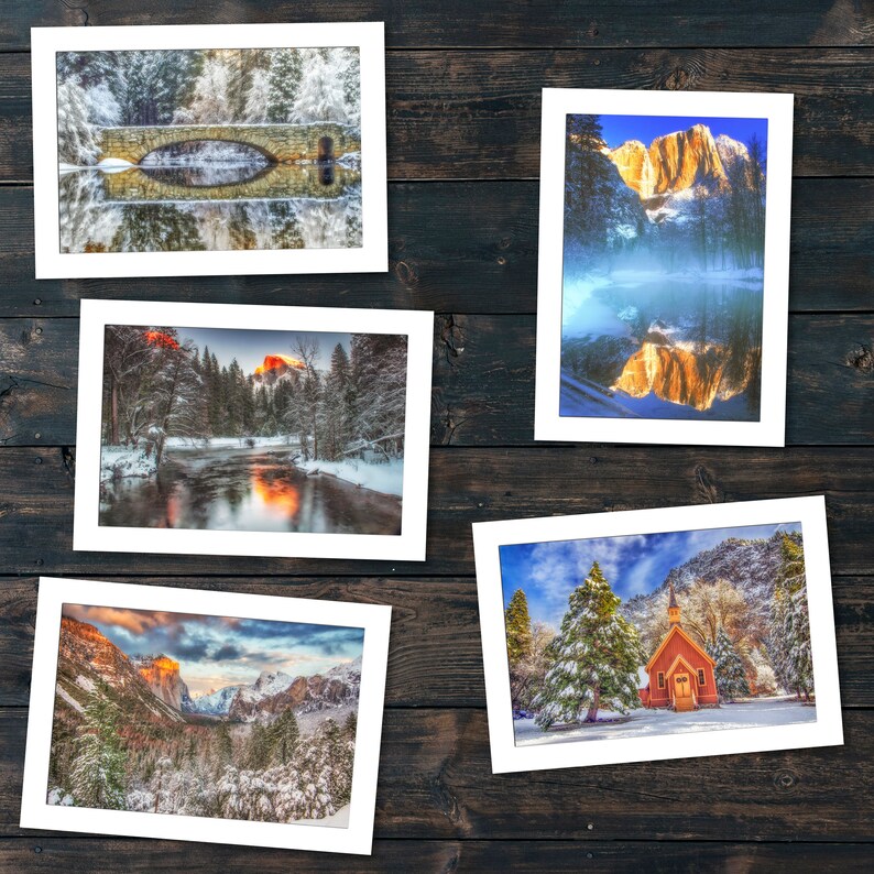 Yosemite Christmas Cards Blank Photo Cards with Envelopes image 1