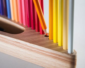 Personalized Wood Colored Pencil Holder, Artist Gift