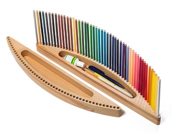 Wooden Colored Pencil Holder, Personalized Artist Gift