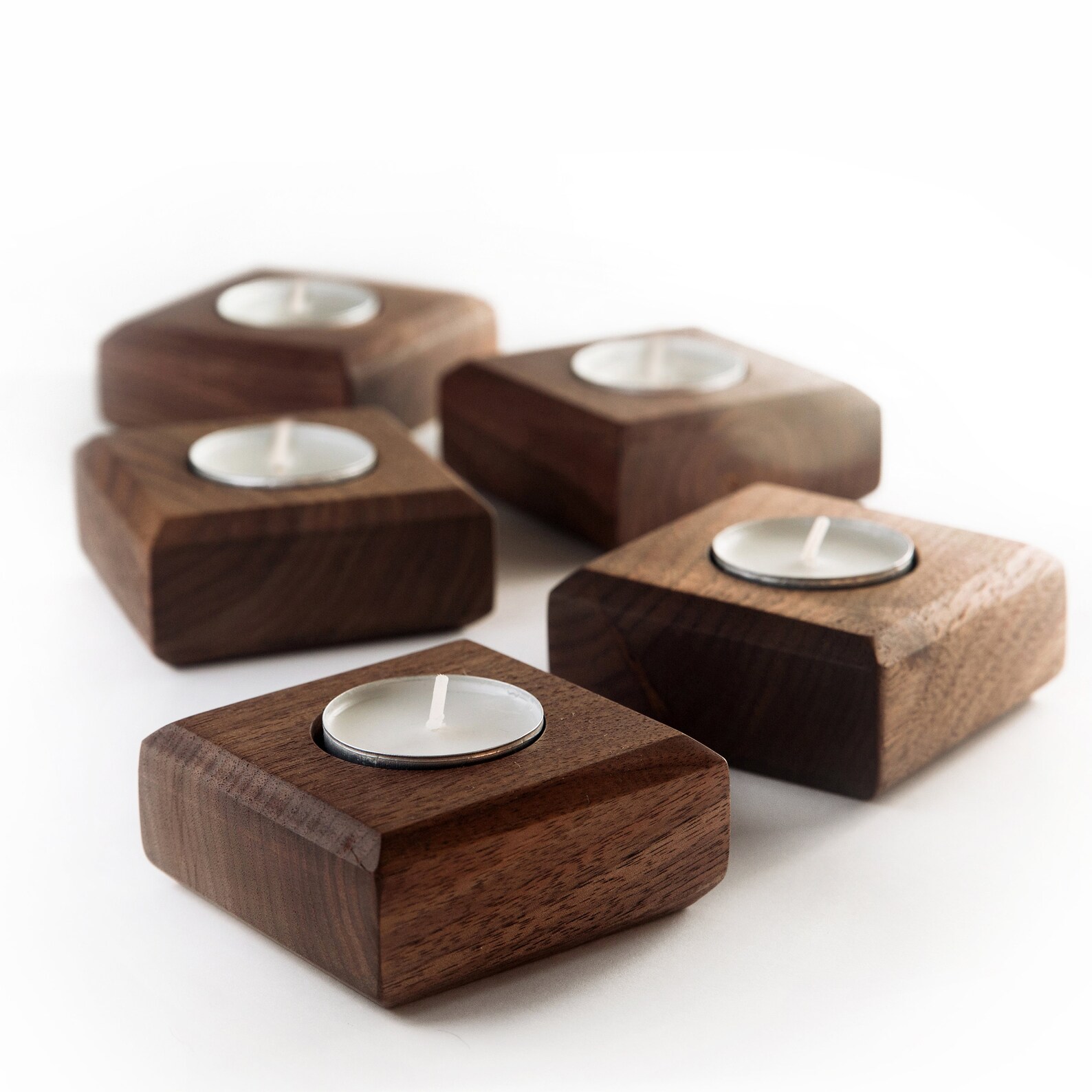 Sets of Wooden Tealight Candle Holders / Tealight Candles Etsy
