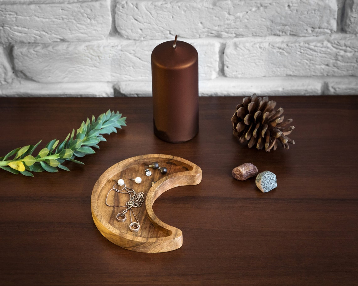 Moon shape jewelry Tray wooden jewelry tray personalized Etsy