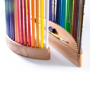 Colored pencils holder, free personalization, painter gift, wood pencil holder, wooden pencil holder, art kit, gifts for artists,unique gift image 2