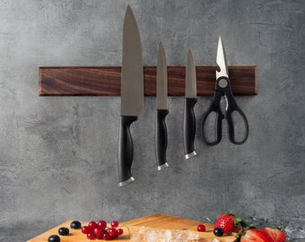 Handmade Walnut Magnetic Knife Rack, Wall Mounted Knife Bar