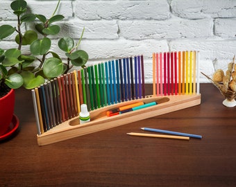 Colored pencils holder, free personalization, painter gift, wood pencil holder, wooden pencil holder, art kit, gifts for artists,unique gift