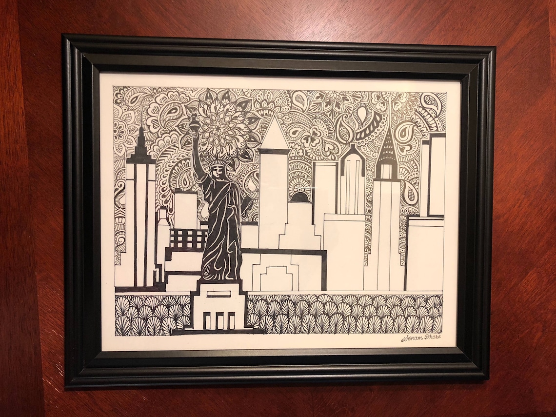 New York Skyline Original Art Etsy