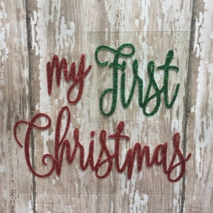 My First Christmas Iron on decal. Baby First Christmas iron on decal. Diy First Christmas outfit. First Christmas heat transfer decal