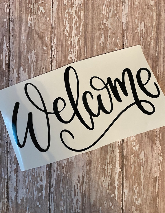 Welcome Vinyl Sticker Decal: DIY Door Hanger Decor