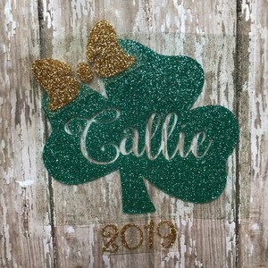 Shamrock with Name Iron on Decal/ DIY St. Patrick's Day Shirt/ Shamrock Monogram Iron on Decal/ DIY St. Patrick's Day Baby or Kids Shirt image 6