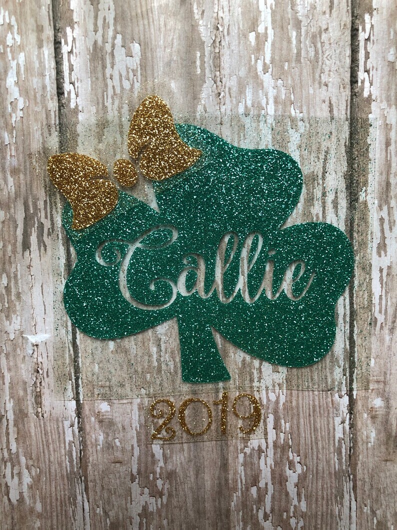 Shamrock with Name Iron on Decal/ DIY St. Patrick's Day Shirt/ Shamrock Monogram Iron on Decal/ DIY St. Patrick's Day Baby or Kids Shirt image 6