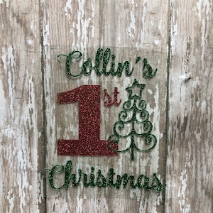 My First Christmas Iron on decal. Personalized Baby&#39;s 1st Christmas iron on decal. DIY Customized Baby&#39;s First Christmas outfit. Baby&#39;s 1st