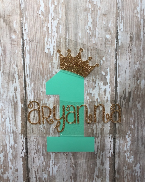 princess Personalised Iron on glitter transfer of crown name in 17 colours