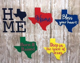 Texas Home State Iron on Decal. Bless your heart Iron on Decal. Texas Heat Transfer decal. Deep in the heart of Texas. DIY Texas Shirt