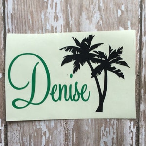 Palm Tree Decal, Palm Tree Iron on Decal, Personalized Palm tree iron on, Palm Tree Puerto Rico, Palm Tree Monogram, Personalized tropical image 1