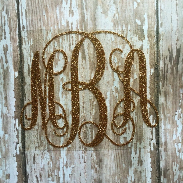 Monogram Iron on Decal. Glitter or non-glitter Iron on Decal. Custom Monogram Iron on Transfer. Bridal Party Monograms. Bridal Party Gifts