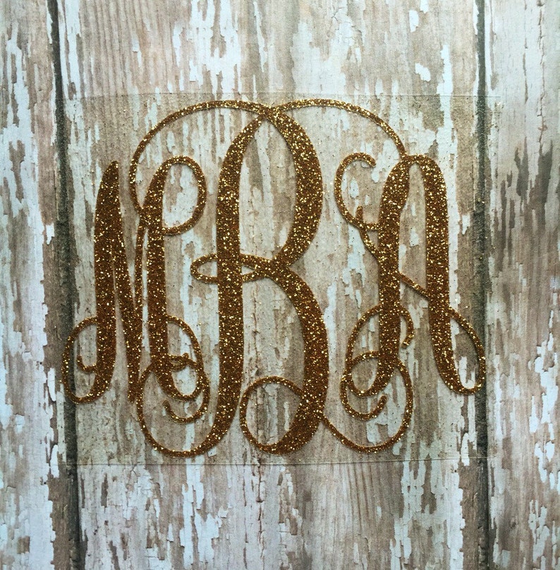 Monogram Iron on Decal, Glitter or non-glitter Iron on Decal, Custom Monogram Iron on Transfer, Bridal Party Monograms, Bridal Party Gifts 