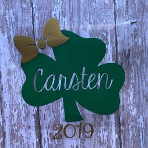 Shamrock with Name Iron on Decal/ DIY St. Patrick's Day Shirt/ Shamrock Monogram Iron on Decal/ DIY St. Patrick's Day Baby or Kids Shirt image 3