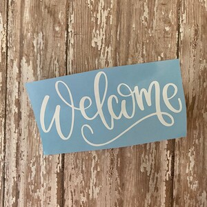 Vinyl sticker decal shown in the beautiful default script font. Sticker shown in white