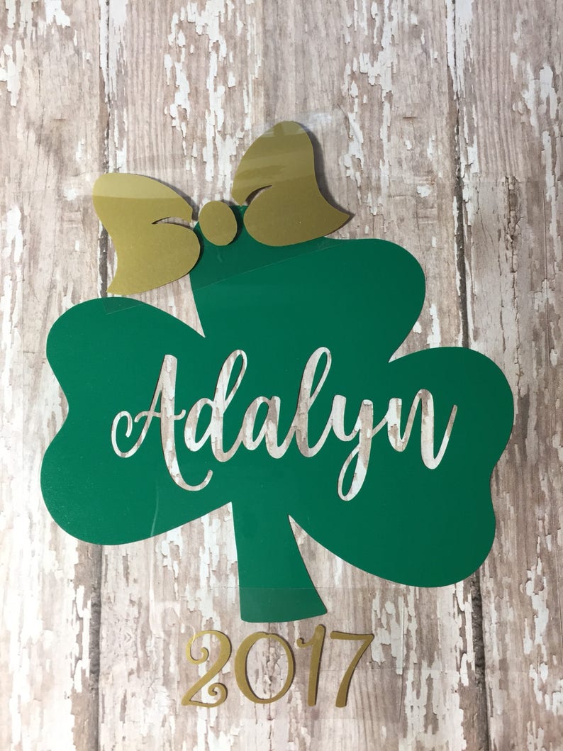 Shamrock with Name Iron on Decal/ DIY St. Patrick's Day Shirt/ Shamrock Monogram Iron on Decal/ DIY St. Patrick's Day Baby or Kids Shirt image 5