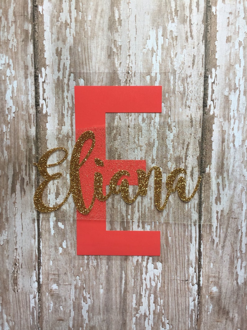 Prénom avec lettre monogramme fer sur décalcomanie, grenouillère bébé DIY, chemise fille DIY, cadeau personnalisé DIY, décalcomanie de transfert de chaleur, retour à l'hôpital image 5