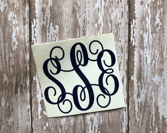 Monogram Vinyl Decal: Personalized Sticker for Car, Laptop, Cup