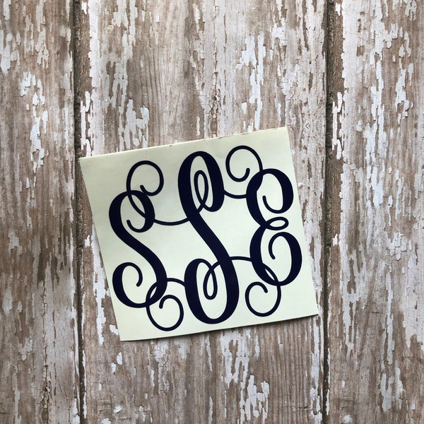 Monogram Vinyl Decal, Car Window Decal, Yeti Cup Decal, Laptop Decal, Monogram everything, Phone case monogram, Cup Monogram sticker decal