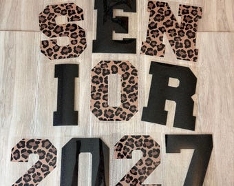 Animal print Senior letters Iron-On Decals sized for jeans: DIY Graduation Outfit