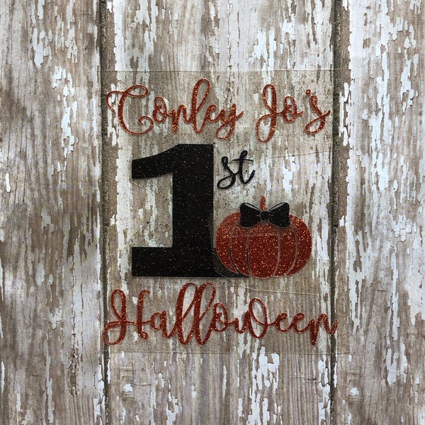 Baby's First Halloween, Personalized First Halloween iron on decal, Iron on Decal, DIY Baby's 1st Halloween outfit, DIY Halloween Onesie