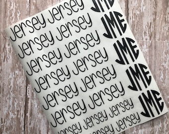 Personalized School Supply Vinyl Decal Set: Name & Monogram Sticker sheet