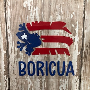Puerto Rican Flag Heat Transfer Decal. Boricua Iron on decal. Boricua Face mask iron on Decal. DIY Puertorican Pride Shirt. Coqui PR Decal