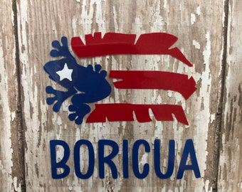Puerto Rican Flag Coqui Decal: Boricua Pride Iron-On