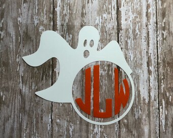 Ghost Monogram Iron On Transfer: Personalized Halloween Decal