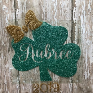 Shamrock with Name Iron on Decal/ DIY St. Patrick's Day Shirt/ Shamrock Monogram Iron on Decal/ DIY St. Patrick's Day Baby or Kids Shirt image 2