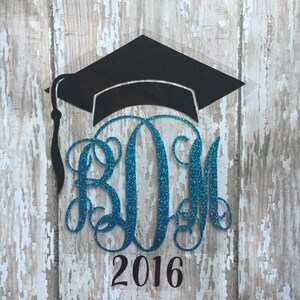Graduation Monogram Iron On, Graduation Cap Monogram Heat Transfer ...