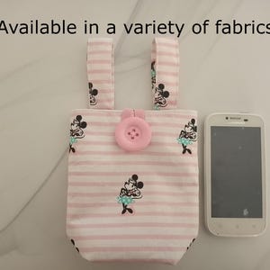 Cotton Wheelchair Side Pouch: Phone Holder, Button Closure