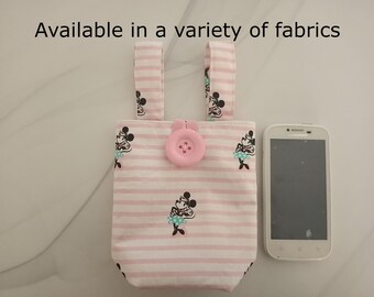 Pochette latérale en coton pour fauteuil roulant : support pour téléphone, fermeture à bouton